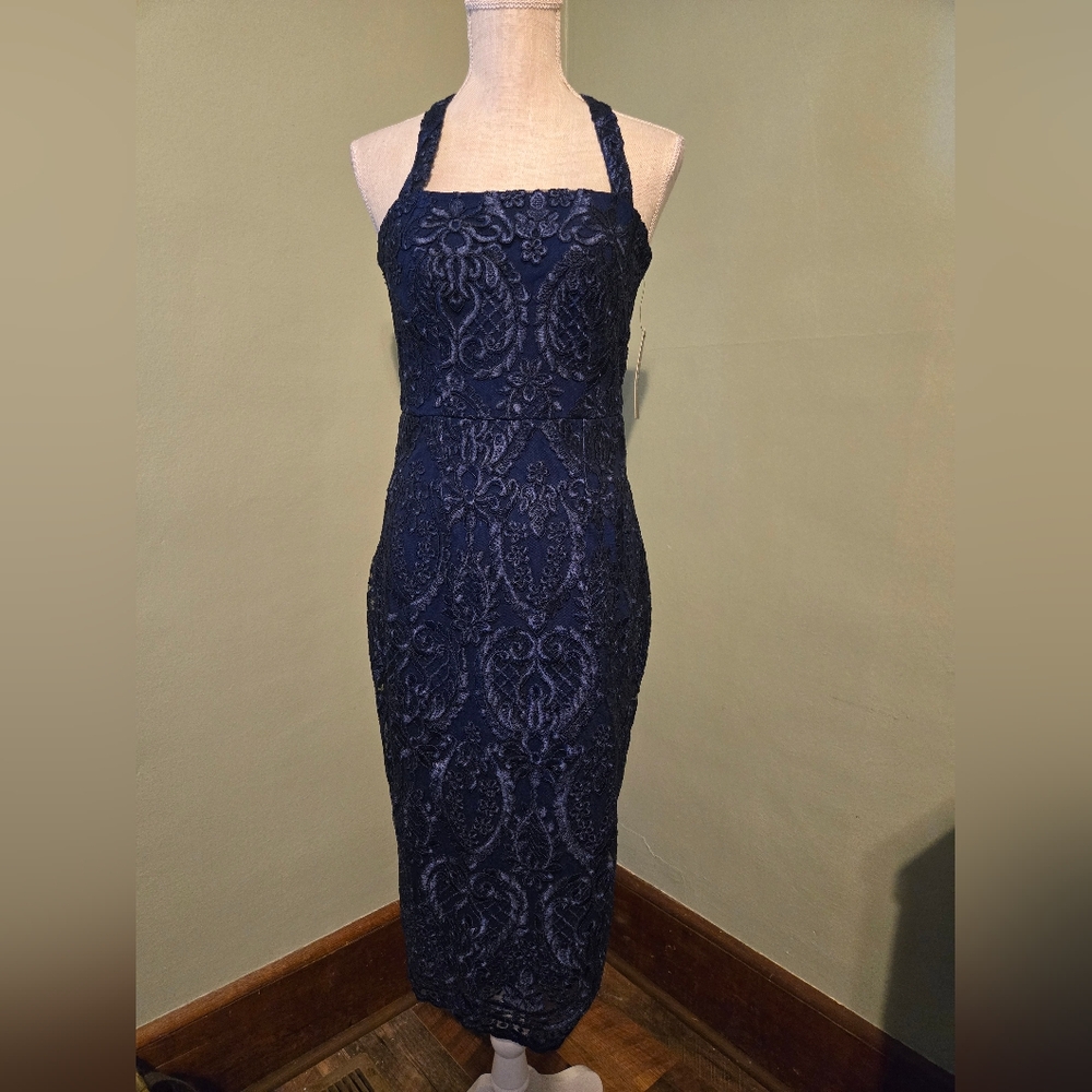 NWT Lulu's Navy Lace Bodycon Small Woman's Dress Halter Party C45